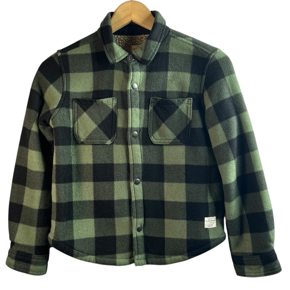 Weatherproof‎ Vintage Boys Flannel Jacket Sherpa Small 7/8 Lined Green Plaid